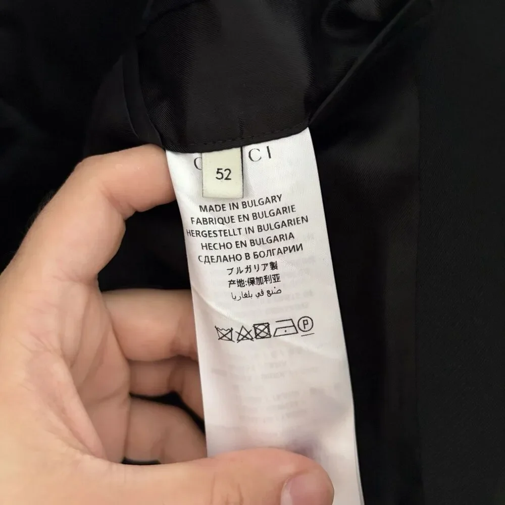 Gucci Uniform Mens Black Suit Jacket Size 52 (42R US)